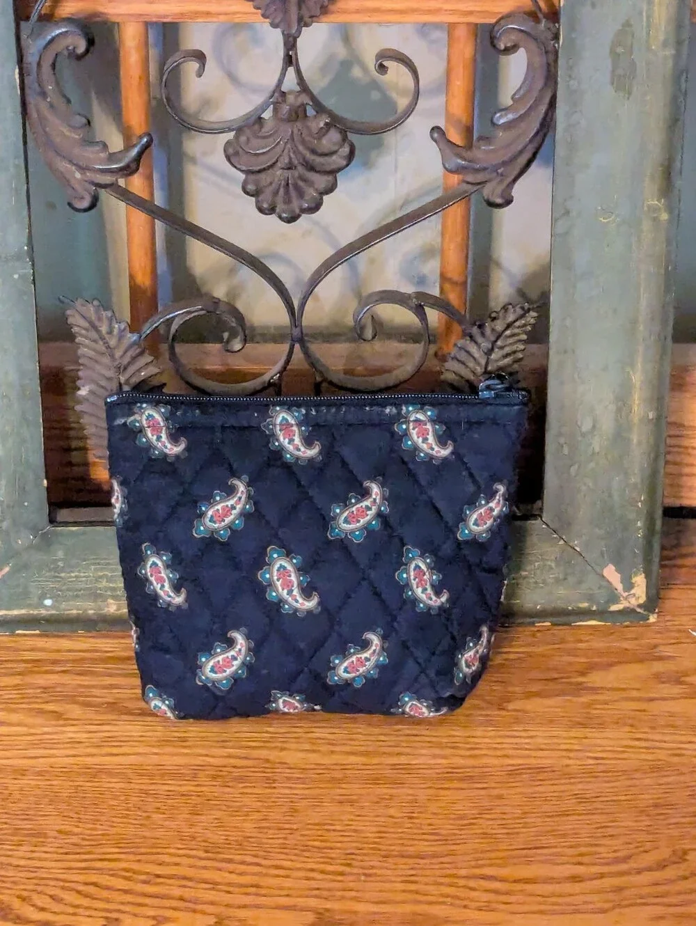 Vera Bradley Retired Navy Paisley Quilted Cosmetic Bag
